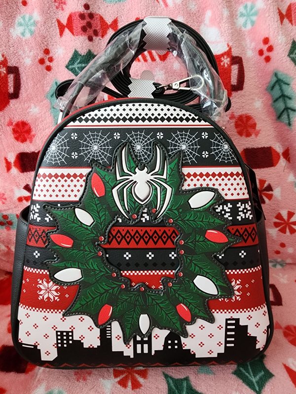 Loungefly Spiderman Ugly Sweater Holiday Backpack Cheap