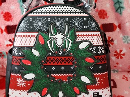 Loungefly Spiderman Ugly Sweater Holiday Backpack Cheap