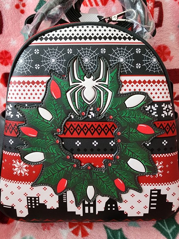 Loungefly Spiderman Ugly Sweater Holiday Backpack Cheap